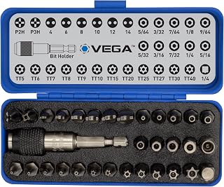 Vega 32pc Security Bit Set. Professional Grade Impact Driver Bit Set w/Security Bits (Phillips Tamper, TORX Tamper, Hex Tamper, Spanner), Socket adapter & Bit Holder.