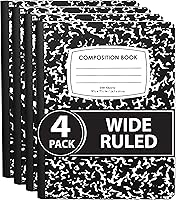 Vista 8 de ENVO Cuadernos de composición, Cuaderno de composición de rayas anchas, Cuaderno de composición con cubiertas de mármol negro, 100 hojas, Paquete