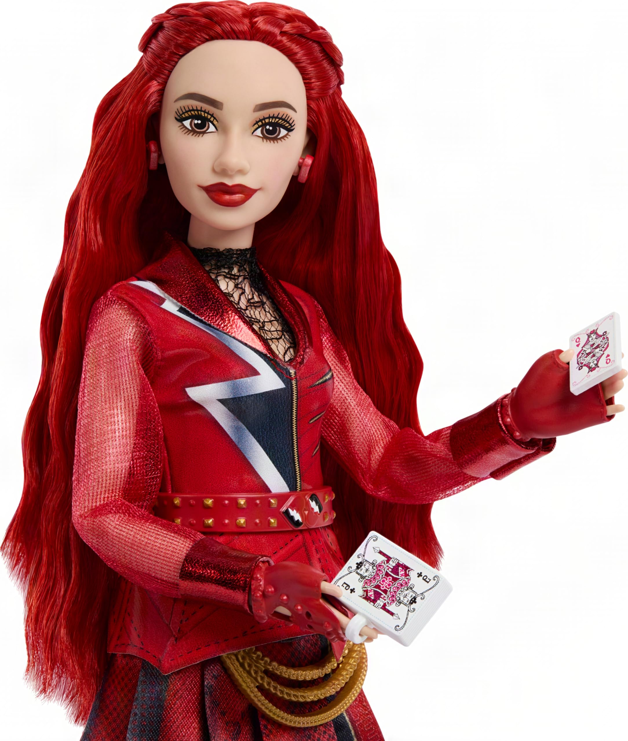 Mattel Disney „Descendants: Wicked Wonderland“ Red, Tochter der Herzkönigin, Modepuppe mit ausziehbarer vom Film inspirierter Kleidung und Accessoires, JMP45