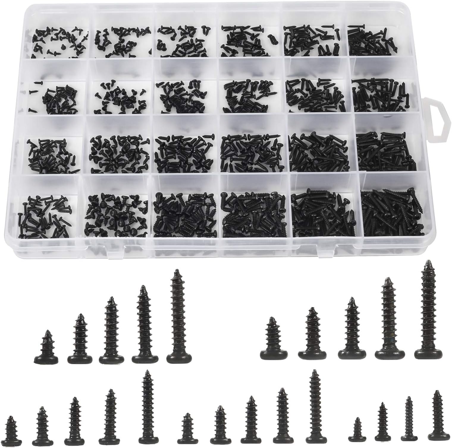 1100pcs Round Pan Head Tapping Screws Laptop Notebook Computer Screws Kit,M1.2,M1.4,M1.5,M1.7,M2 countersunk Phillips mini Screw Set for Electronic Repair (1100PCS)