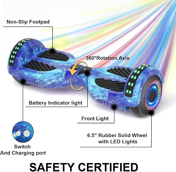 Kids Scooter with Bluetooth Speaker & Corlorful LED Lights, Dual 250W Motor 7.5 Mph Speed, Gifts for All Ages