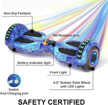 Kids Scooter with Bluetooth Speaker & Corlorful LED Lights, Dual 250W Motor 7.5 Mph Speed, Gifts for All Ages