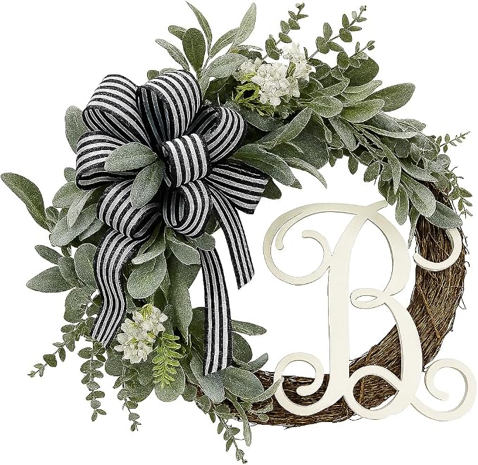 Amazon.com: Handmade Lambs Ear with Eucalyptus Front Door Wreath with ...
