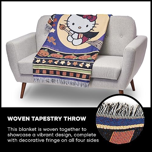 Miniatura 6 de Northwest Hello Kitty Manta tejida para tapiz, 48 x 60 pulgadas, Witchy Kitty