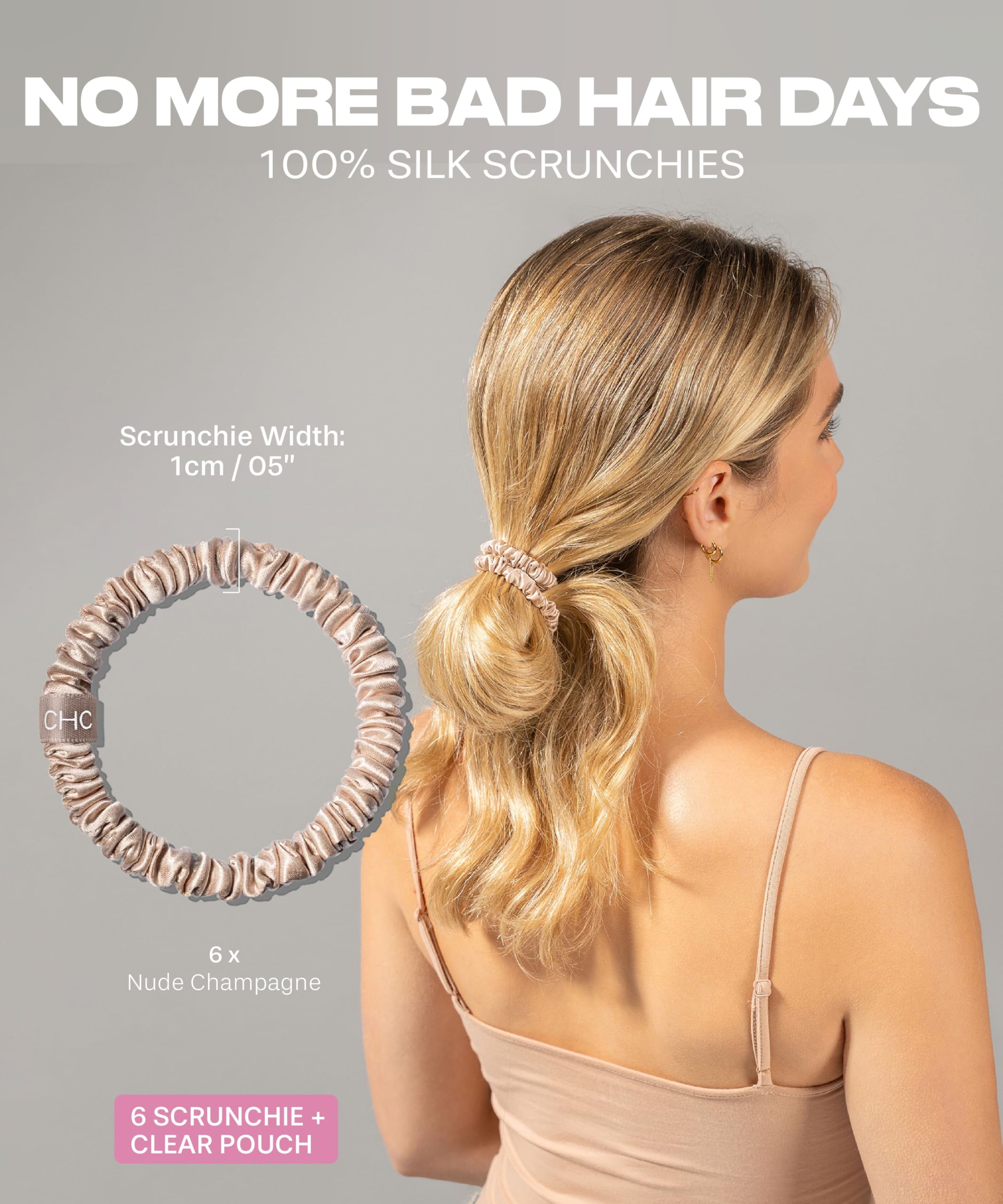 Luxurious Mulberry Silk Scrunchies No-Slip Hair Ties Gentle Hold Ponytails Sleep Amazon.com : SUNDAYSILKS™ Luxurious Mulberry Silk Scrunchies  main image 2