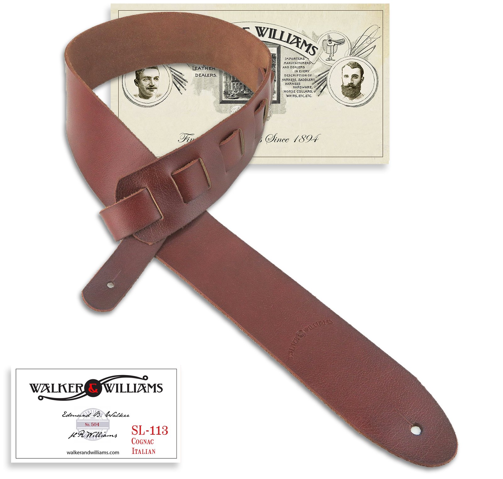 Walker & WilliamsCognac Italian Leather Soft Full Grain Premium Guitar Strap SL-113