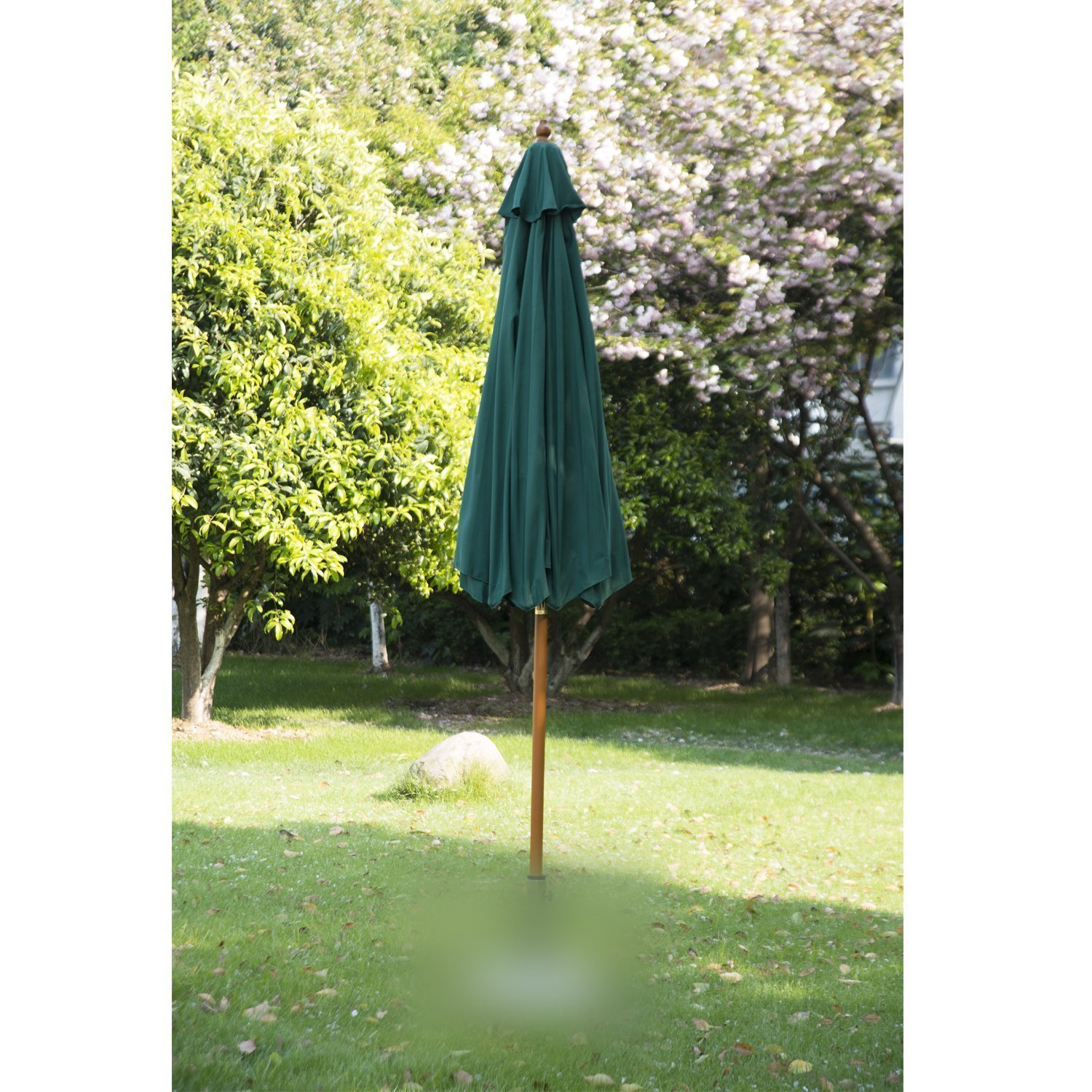 Outsunny Holz Sonnenschirm Holzschirm Gartenschirm 2,5m Dunkelgrün | 2,5m, Dunkelgrün, Holz