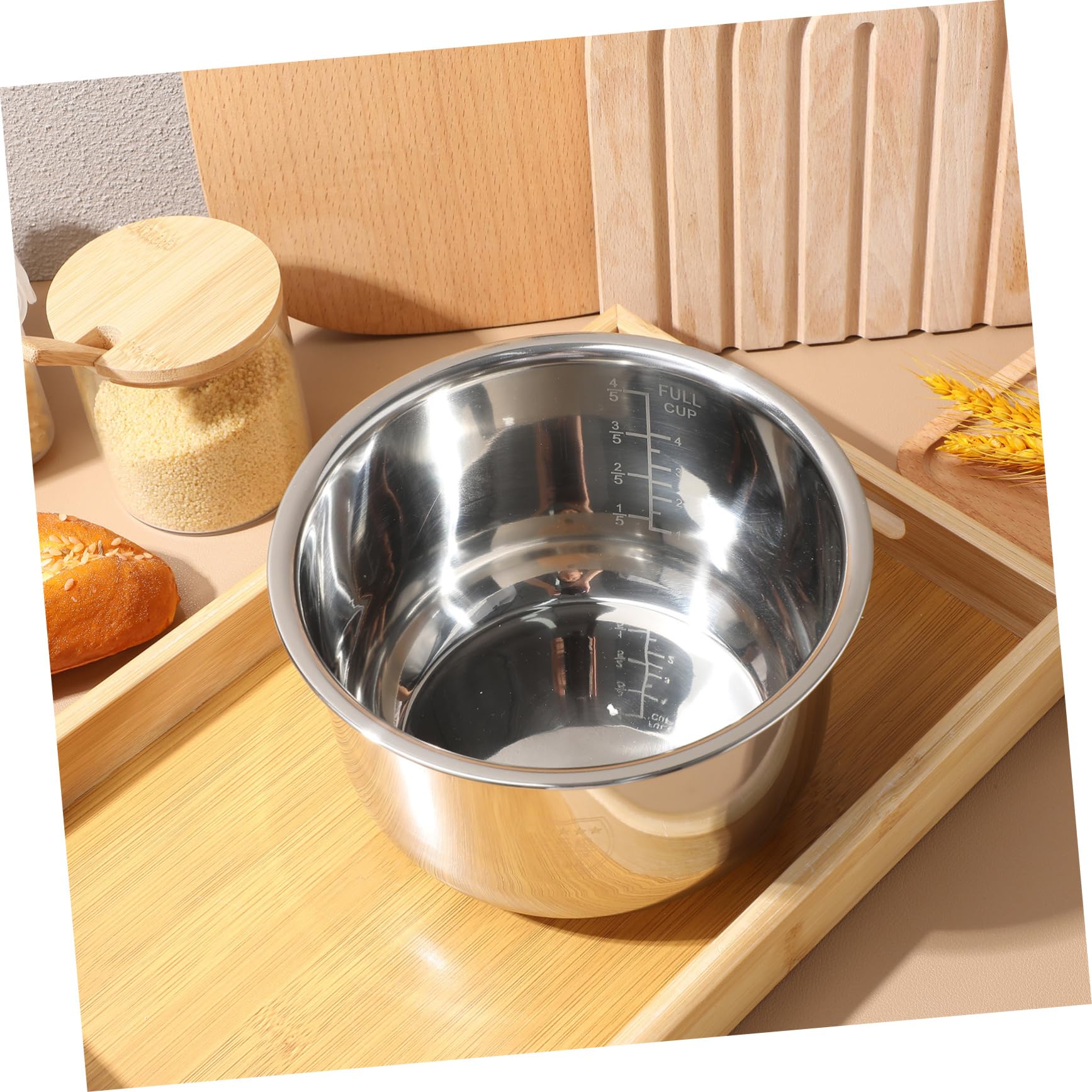 Amosfun Pentola interna da 2 litri per cuociriso in acciaio inox, ricambio universale, accessorio per cuociriso ispessito, 17,8 x 17,8 x 10,6 cm