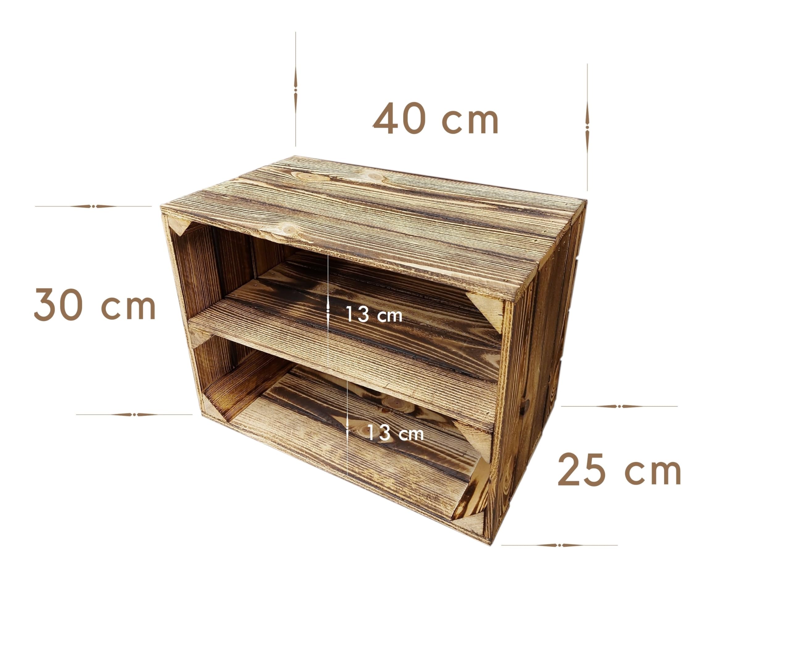Cassette in Legno Naturale o Effetto Bruciato 40x30x25 cm – Lungo o Corto – Set Decorativo e Contenitore Robusto, Pronto all’Uso per Casa, Cucina, Arredo Rustico (Effetto Bruciato Lungo, 5)