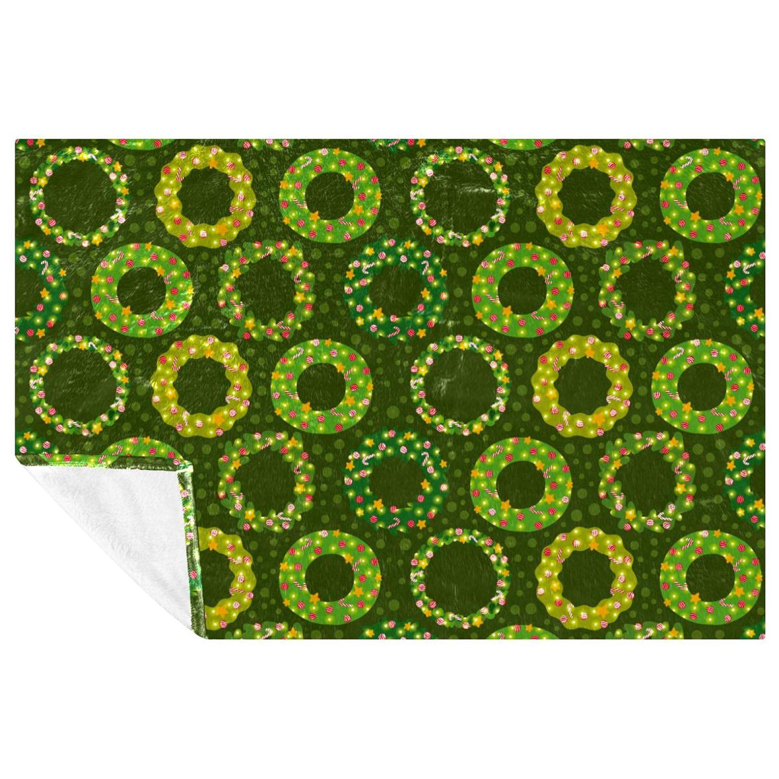 Couverture douce et chaude motif couronne de Noël pour canapé et camping
