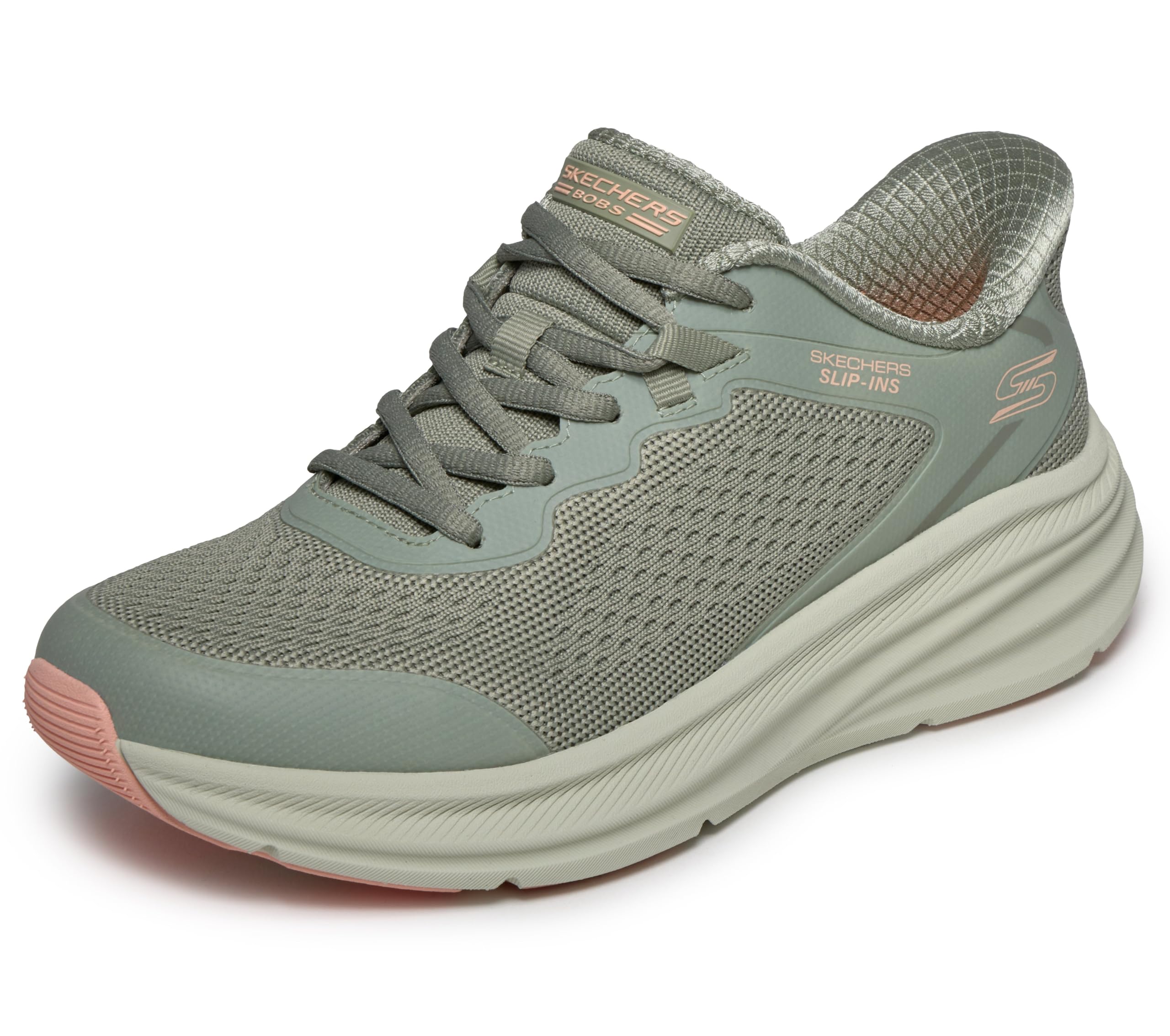Skechers Women's Bobs Skillz Too Essential Slip-in Trainers, Olive, 4.5 UK