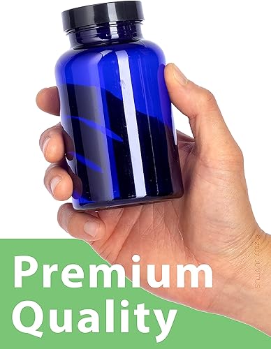 Miniatura 2 de JUVITUS Botella empacadora de plástico azul cobalto de 8 onzas con tapa negra (paquete de 6) a prueba de olores