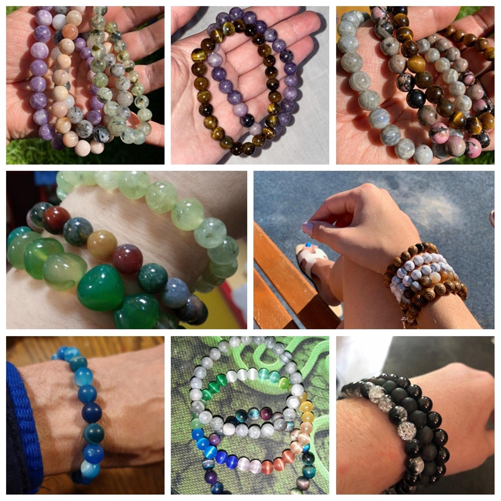 LYGBAOFUL Herren-Armbänder, natürliche Heilenergie, Tigerauge-Armband, poliert, 8 mm Perlen, Armreif, elastisch, Damenschmuck