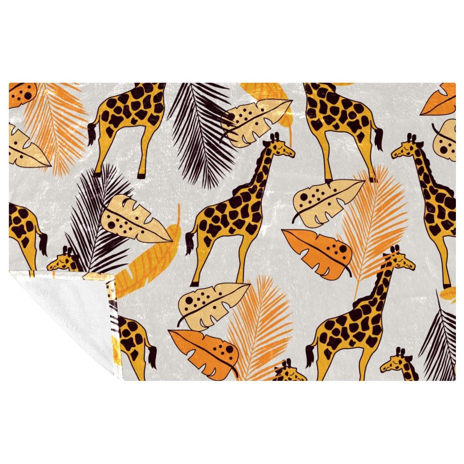 Couverture imprimée girafe pour pique-nique, camping et soirées fraîches sur le canapé