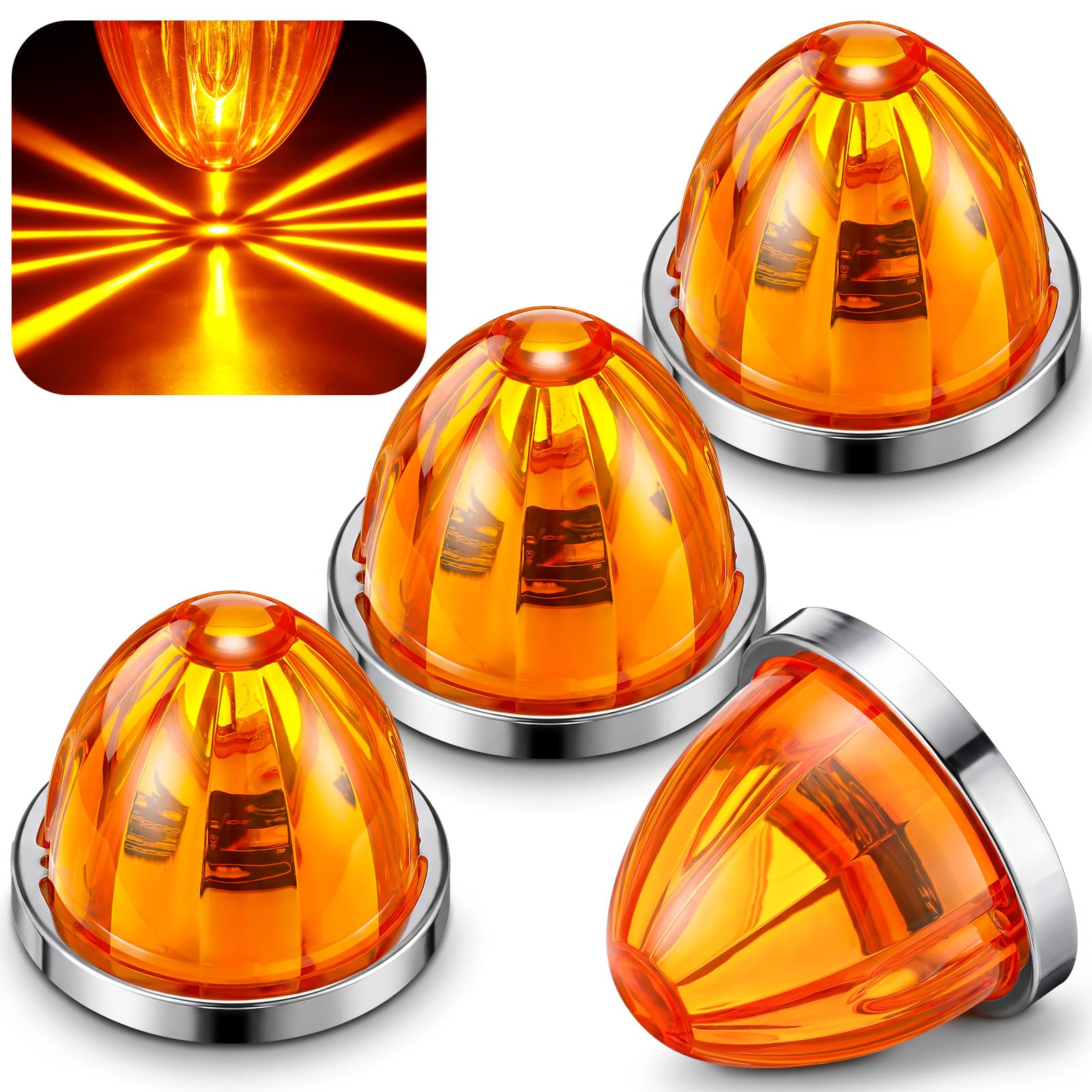 EBOOT 4 Pcs Amber Watermelon Lights for Semi Trucks Marker Tail LED