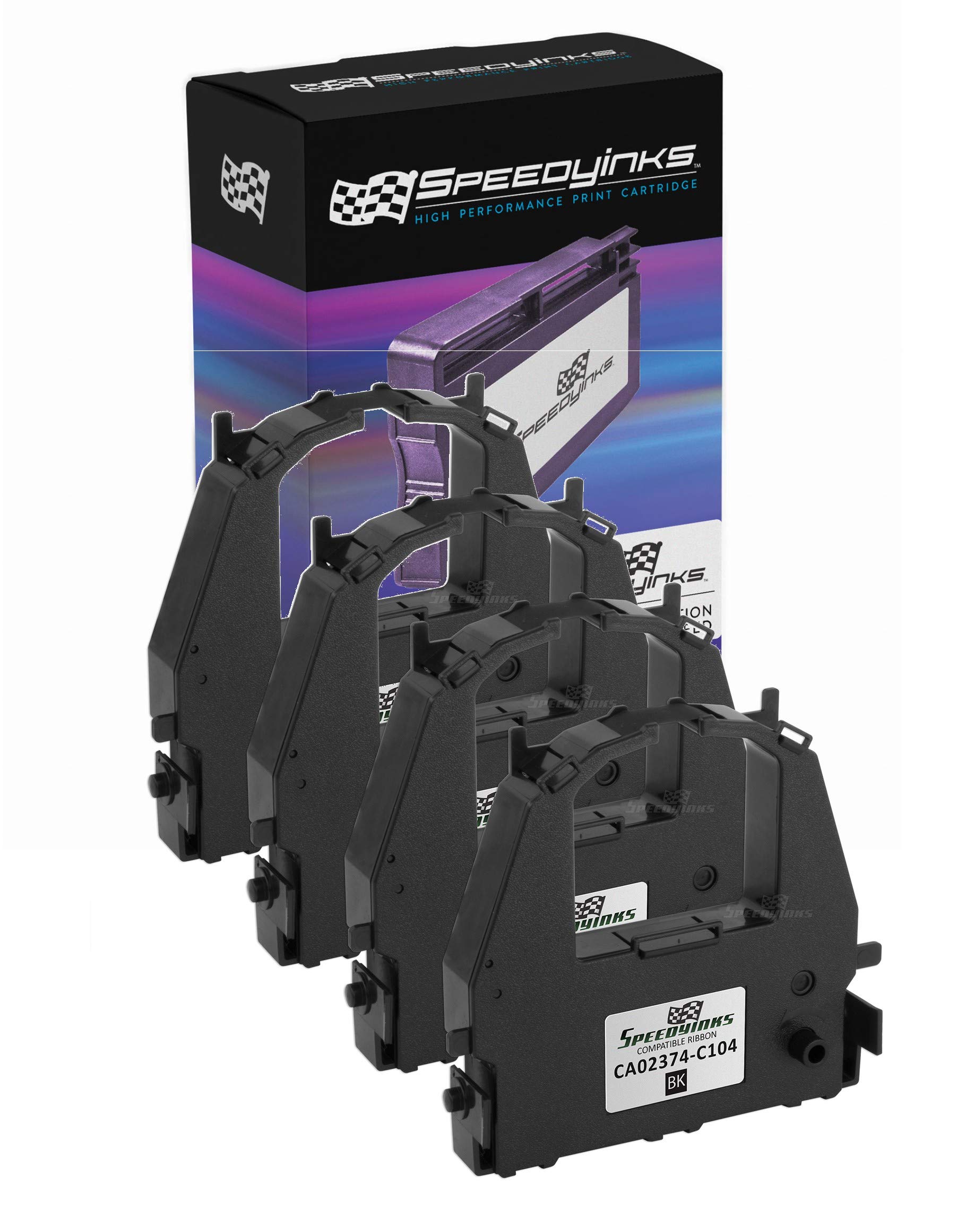 Speedy Inks Compatible Printer Ribbon Cartridge Replacement for Fujitsu CA02374-C104 (Black, 4-Pack)