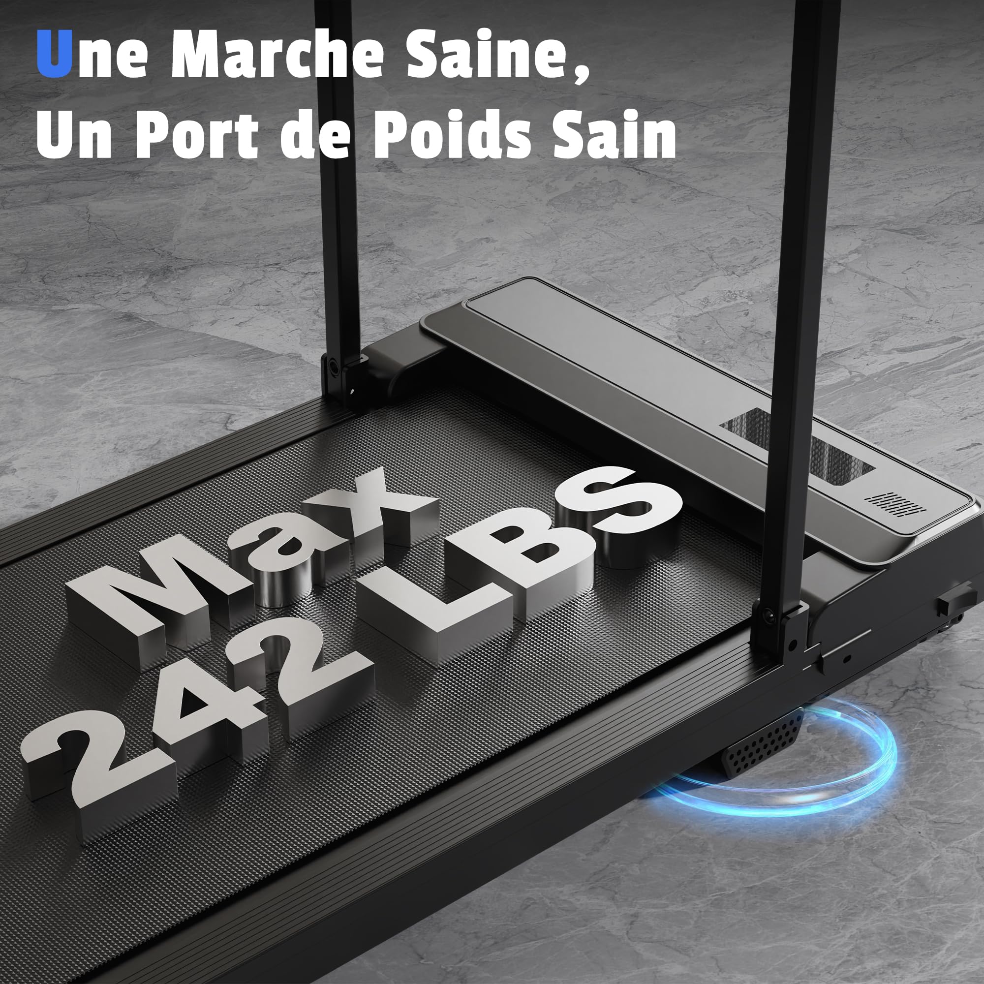 Tapis de Marche Course Pliable - Walking Pad, Treadmill Roulant de Sport Portable Petit Electrique Motorise avec Télécom, 4 en 1 LED et 90° Tablet Holder for Bureau Home Fitness 110kg Max