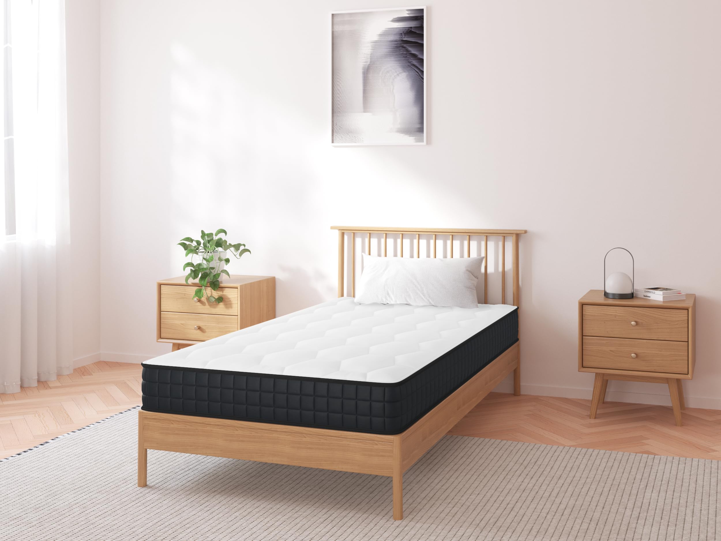 Matelas 90x190 Mousse Mémoire de Forme, Confort.Respirant,12CM