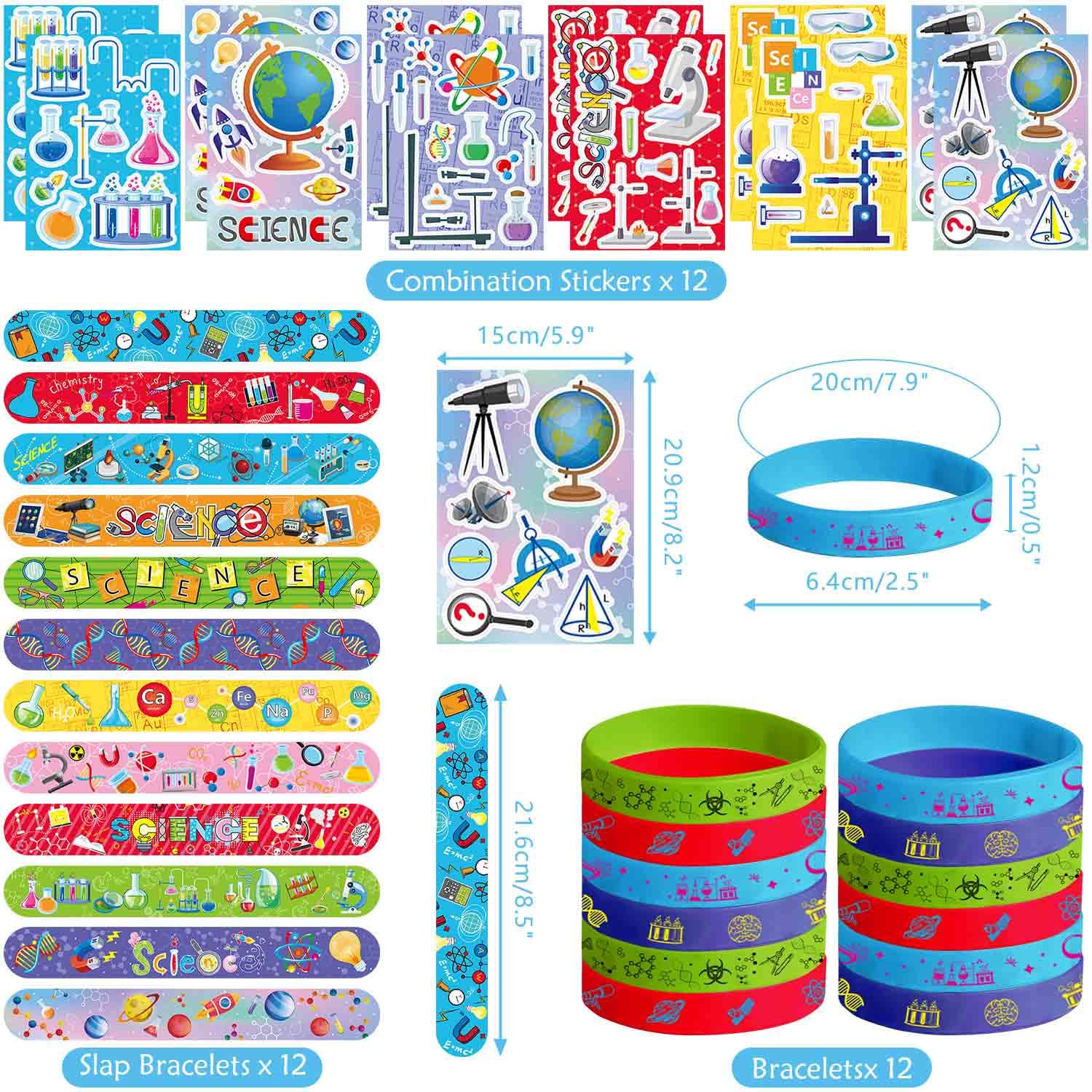 Ywediim Science Party Favors, Including Gift Bags , Stickers Badge Slap Bracelets Silicone Wristbands DIY Stickers - Image 3