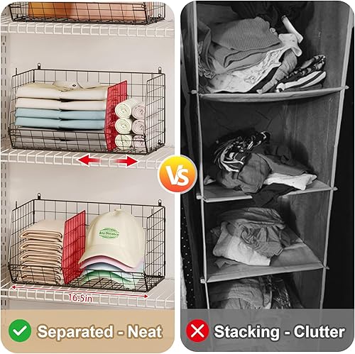 Miniatura 6 de Organizador colgante de armario extragrande de 5 niveles con 5 divisores, 16.5 pulgadas de largo x 11.8 pulgadas de ancho x 51.4 pulgadas de alto,