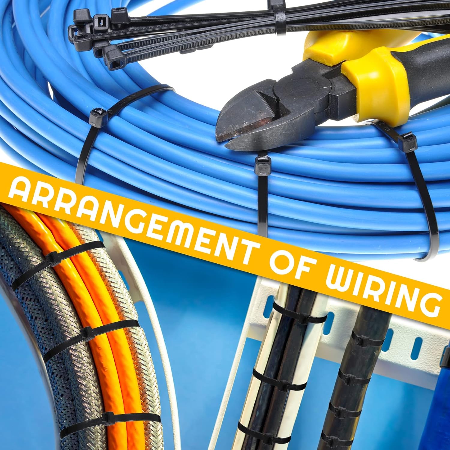 XunYee 48 Pcs 60 Inch Large Zip Ties Heavy Duty Outdoor Extra Large Zip Ties Extra Long Cable Wire Plastic Ties with 176 Pounds Tensile Strength Self Locking UV Resistant (Black)