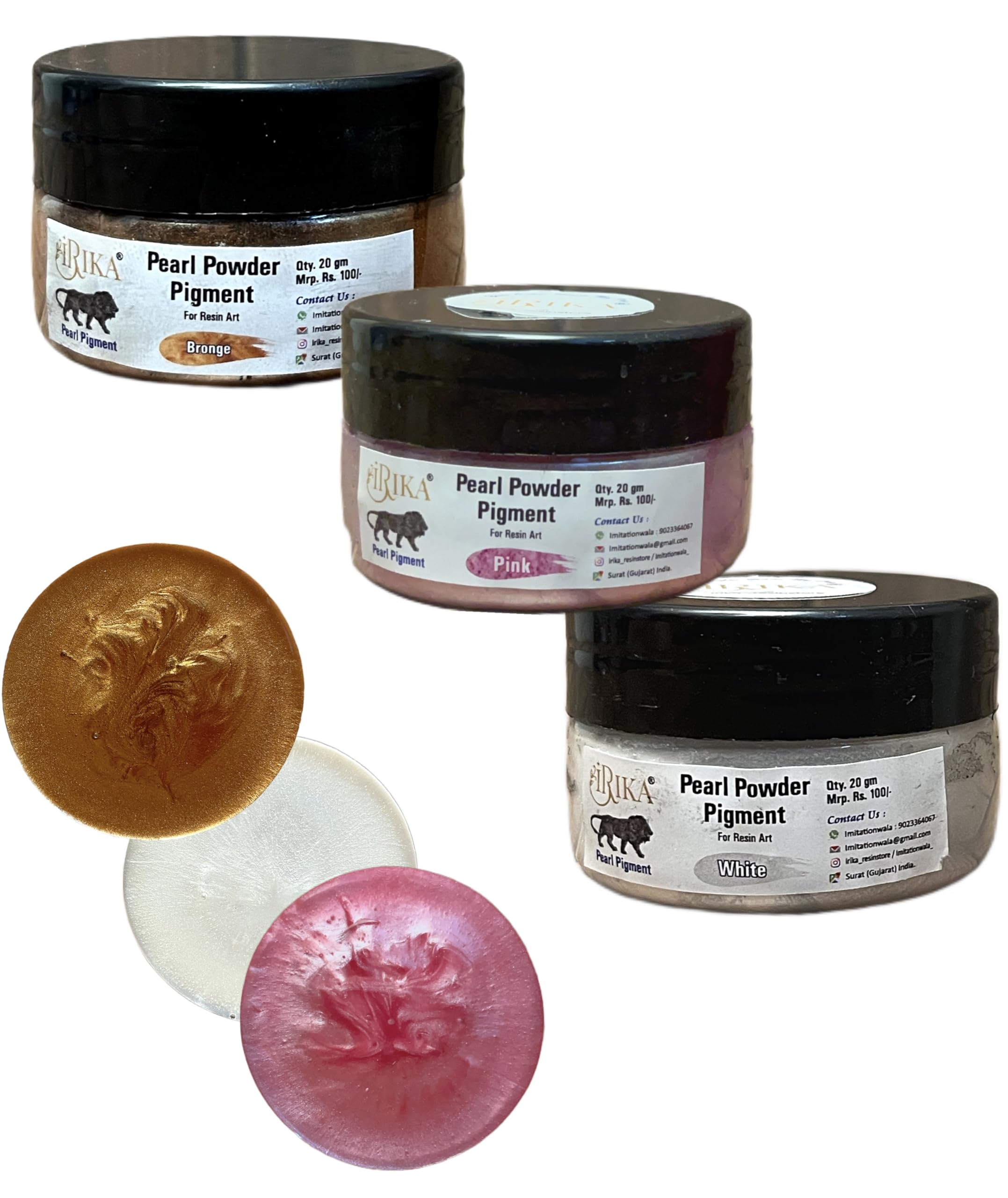 Baby Pink, White & Bronze Pearl Mica Powder Pigments for Resin Art & Craft – 20g Each, Non-Toxic & Skin Safe-image-38
