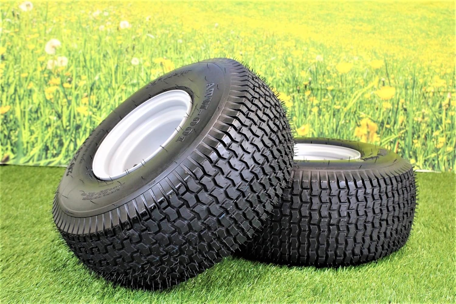 (Set of 2) 20x8.00-8 Lawn & Garden Mower Turf Tires - 4 Ply with Keyed Hub Wheel | Compatible with Husqvarna & Some Craftsman Models