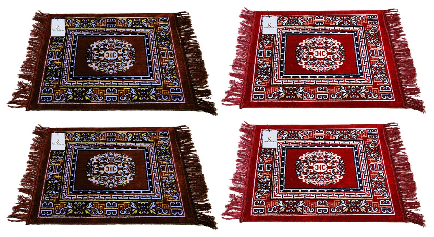 Gold & Maroon Velvet Prayer Mat - Kuber Industries -9
