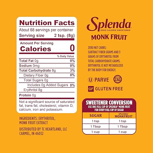 Miniatura 2 de SPLENDA Naturals Monk Fruit Zero Calorie - Tarro edulcorante granulado natural 19 onzas
