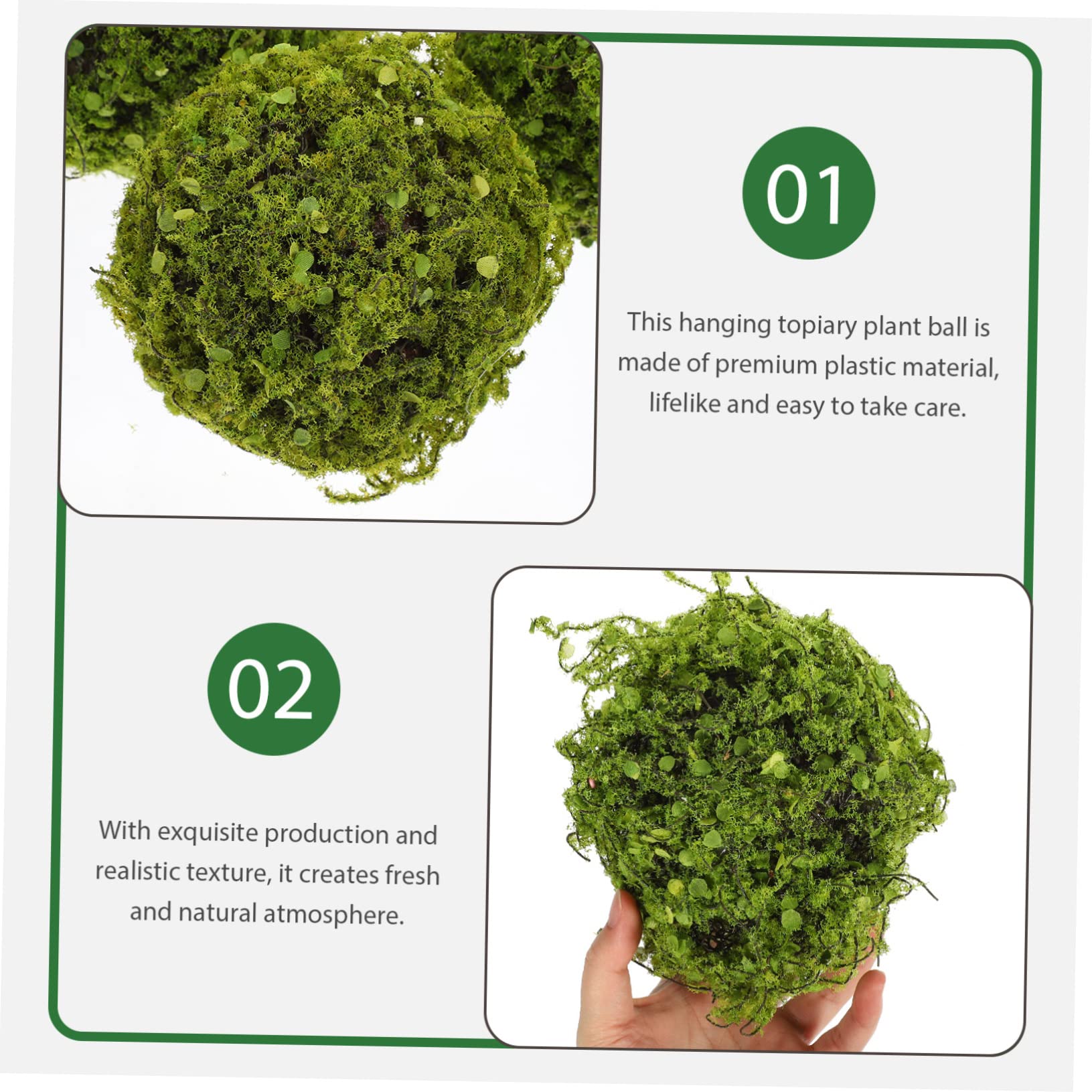 ABOOFAN Piante Artificiali Riutilizzabile Sospese Sfera Topiaria in Plastica Verde 3pezzi Facile da Curare Decorazione Giardino e Festa Outdoor