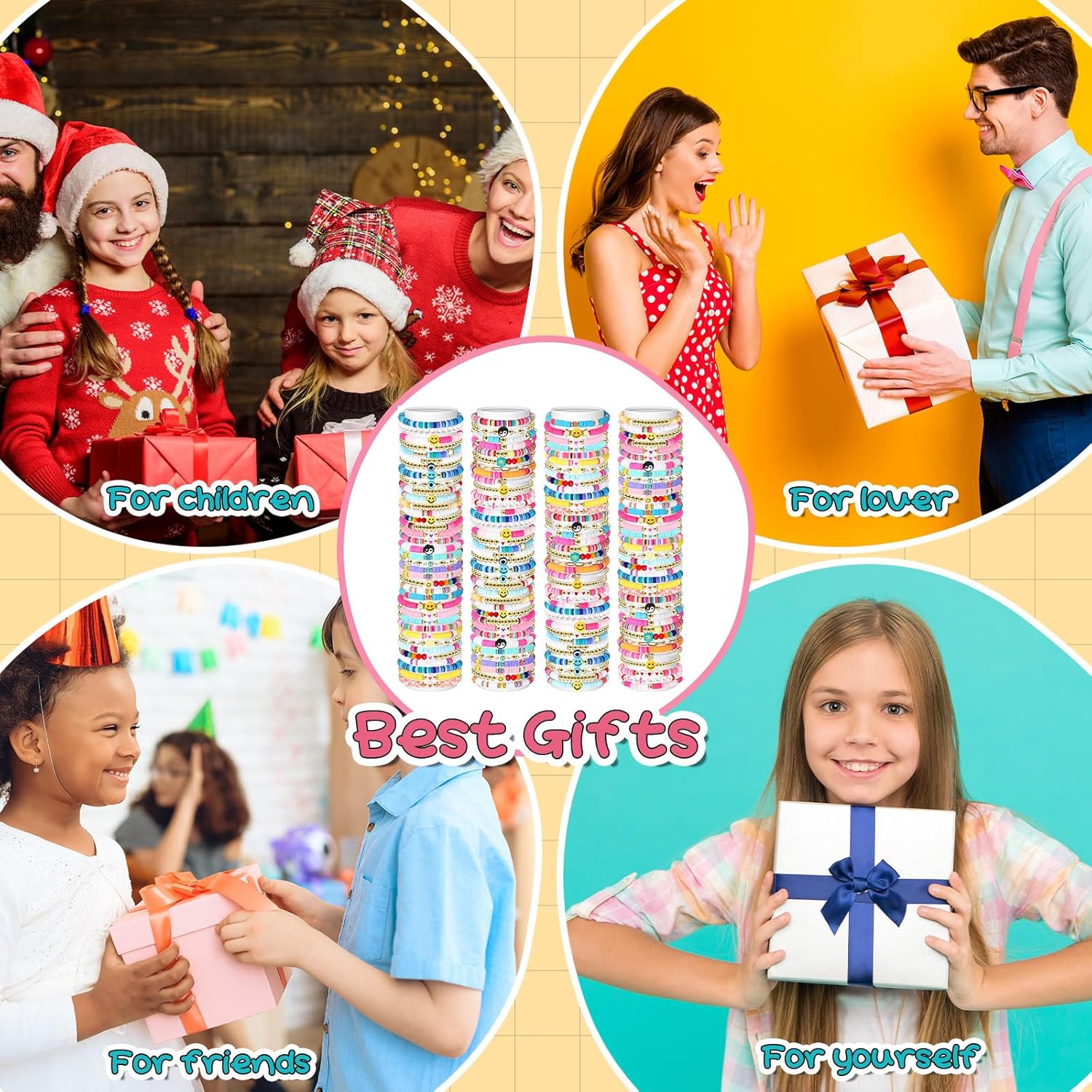 150 Pcs Preppy Heishi Bracelets Set Friendship Bracelets Bulk Adjustable Stretch Beaded Bracelets Colorful Clay Bracelets Bohemian Aesthetic Jewelry for Women Christmas Birthday Party - Image 6