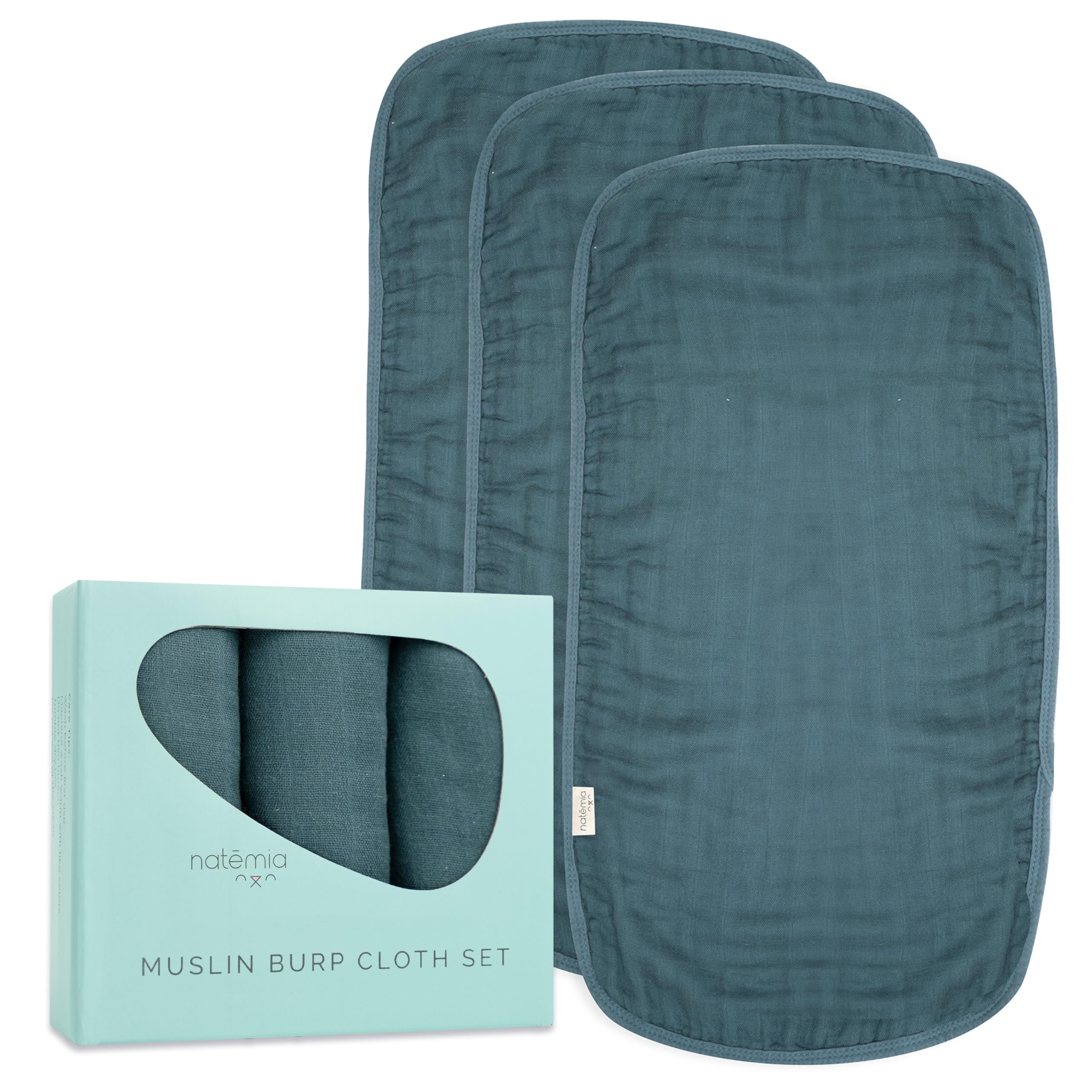 Natemia Muslin Burp Cloths for Baby Boys and Girls - Super Absorbent Baby Burp Cloths, Viscose Derived from Bamboo Cotton Baby Washcloths, 3-Pack Neutral Burp Cloths for Newborn, 21" x 11"-image-40