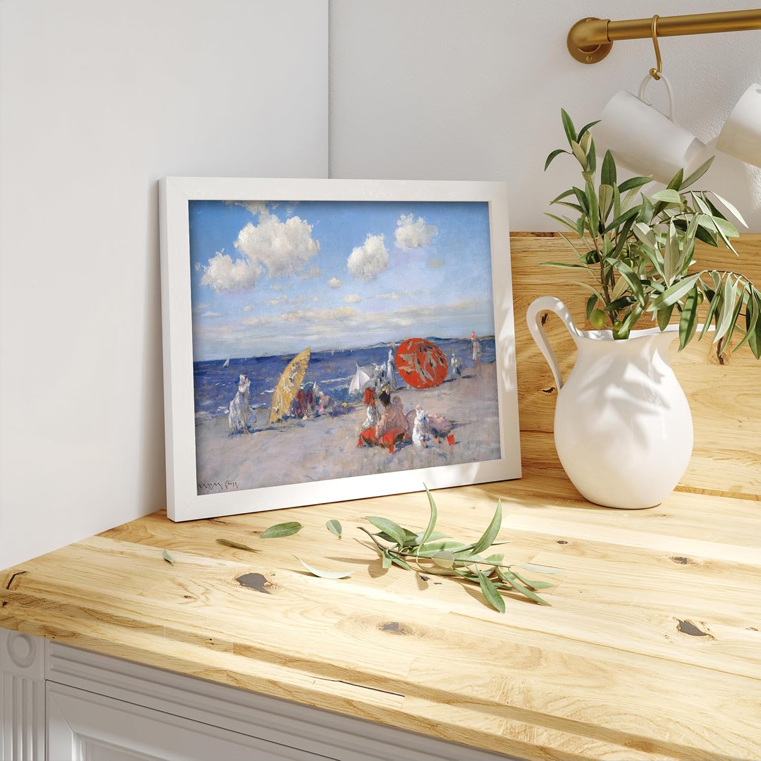CLOUD NINE PRINTS | At the Seaside, Vintage Beach Print - Victorian Coastal Decor, Summer Landscape Wall Art, Windy Ocean Waves Art (11x14 Print - Unframed)