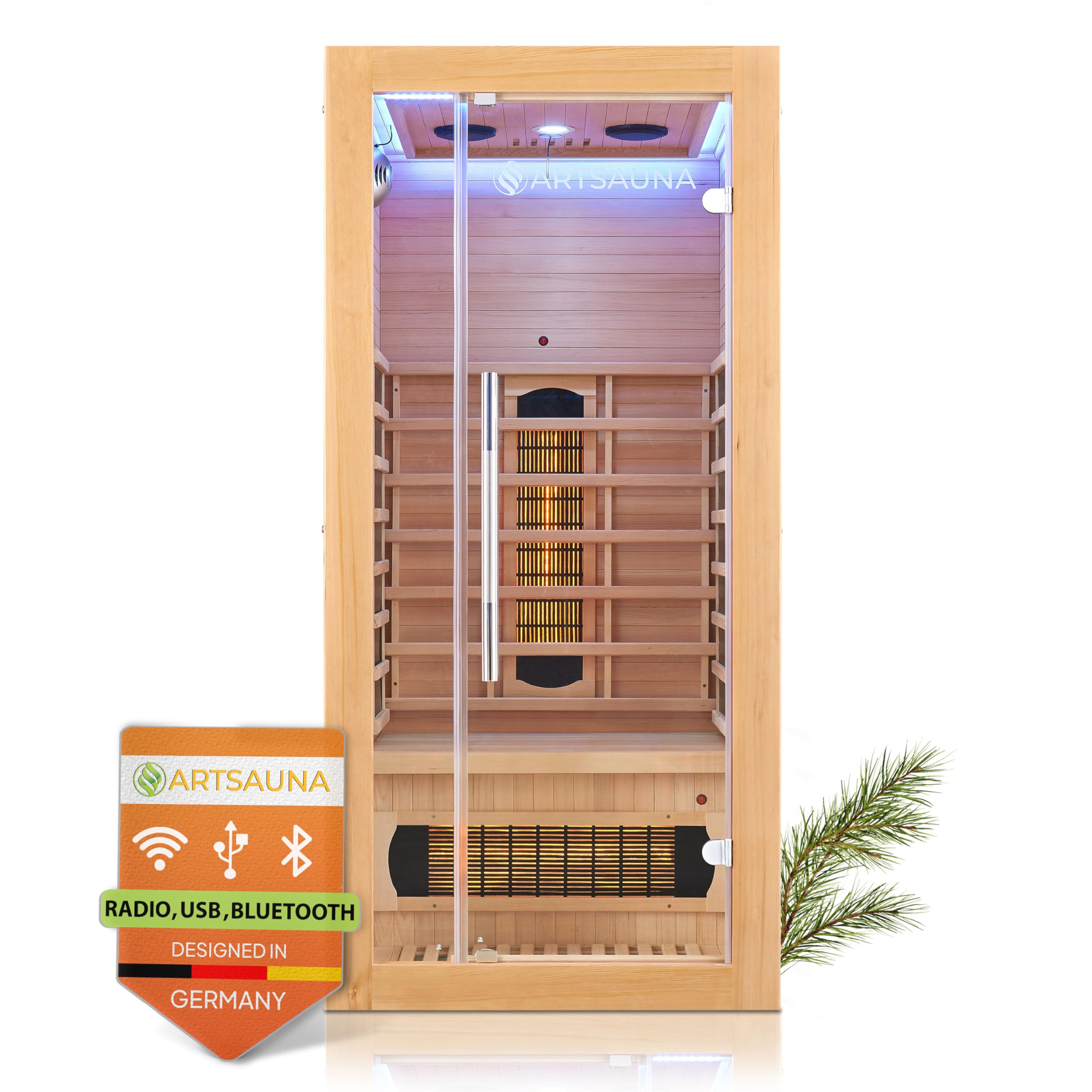 Artsauna Infrarotkabine Kiruna90 – 1 Person, 90 × 90 × 190 cm