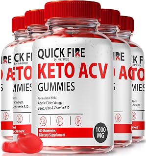 (5 Pack) Quick Fire - Official QuickFire Keto ACV Gummies, Premium Keto+ACV Gummie, All Natural Apple Cider Vinegar Gummy, QuickFires ACV Plus Keto Gumy, Gomitas Review (300 Gummies)