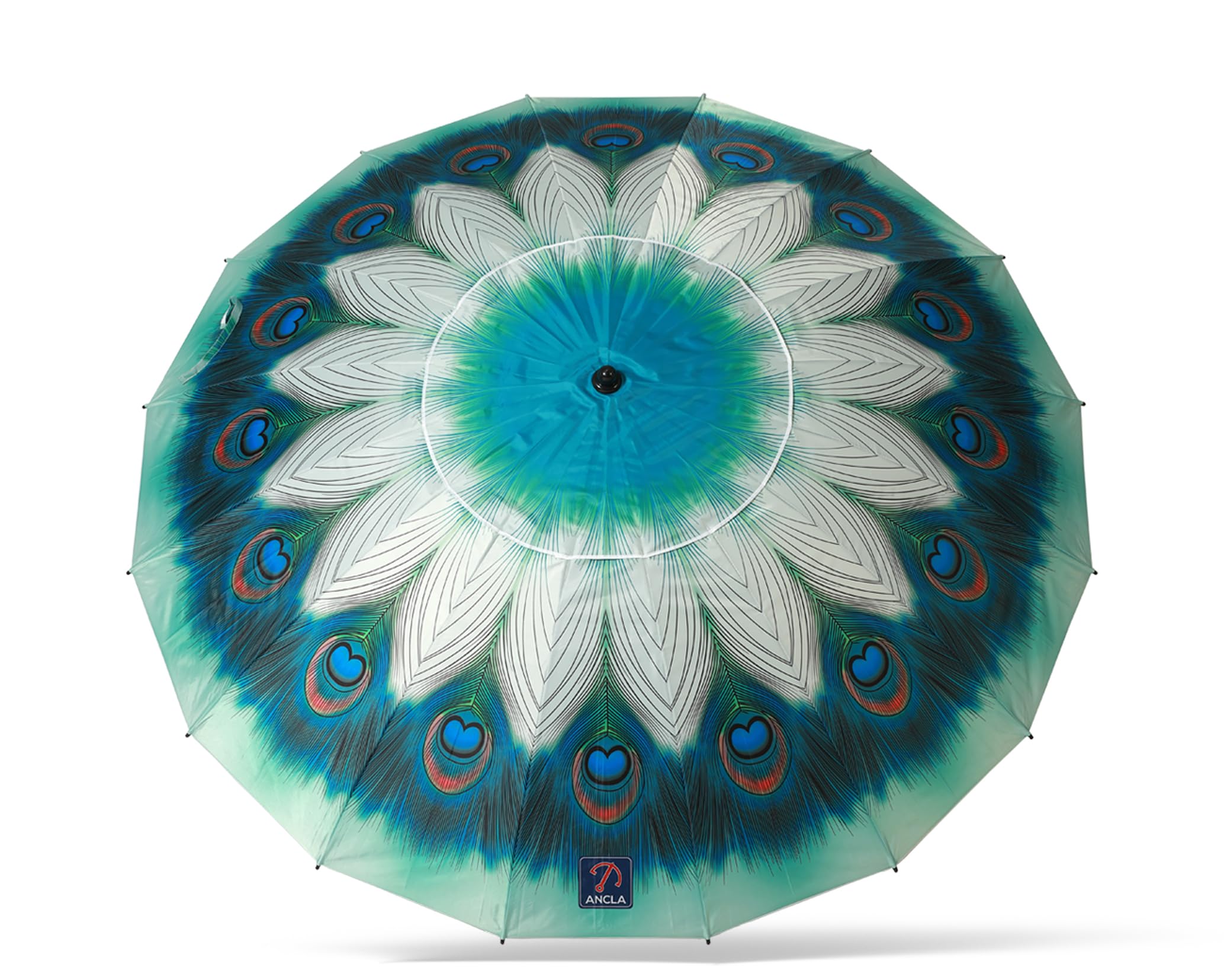 Atosa Sombrilla de Playa Ø desde 180 a 240 cm de Aluminio Modelo Pavo REal con Bolsa de Transporte y con Protección Solar UPF 50+ En Verde o Azul