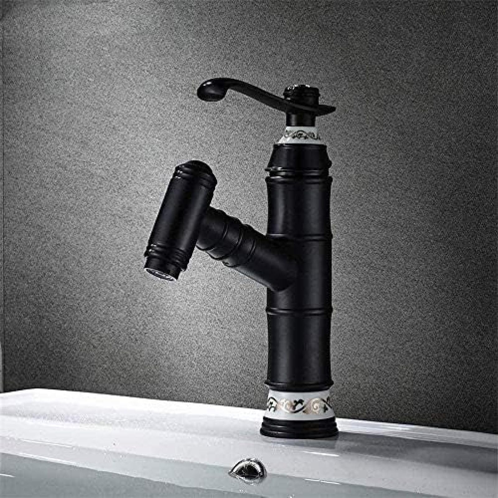 ZYCHSJXA Faucet Kitchen Tap Antique Sink Retro Bamboo Style Single Hole Basin Vintage Brass Hot & Cold