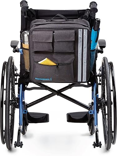Miniatura 3 de Mochila manual para silla de ruedas con portavasos para adultos y personas mayores, bolsa para silla de ruedas para colgar en la espalda, bolsa de