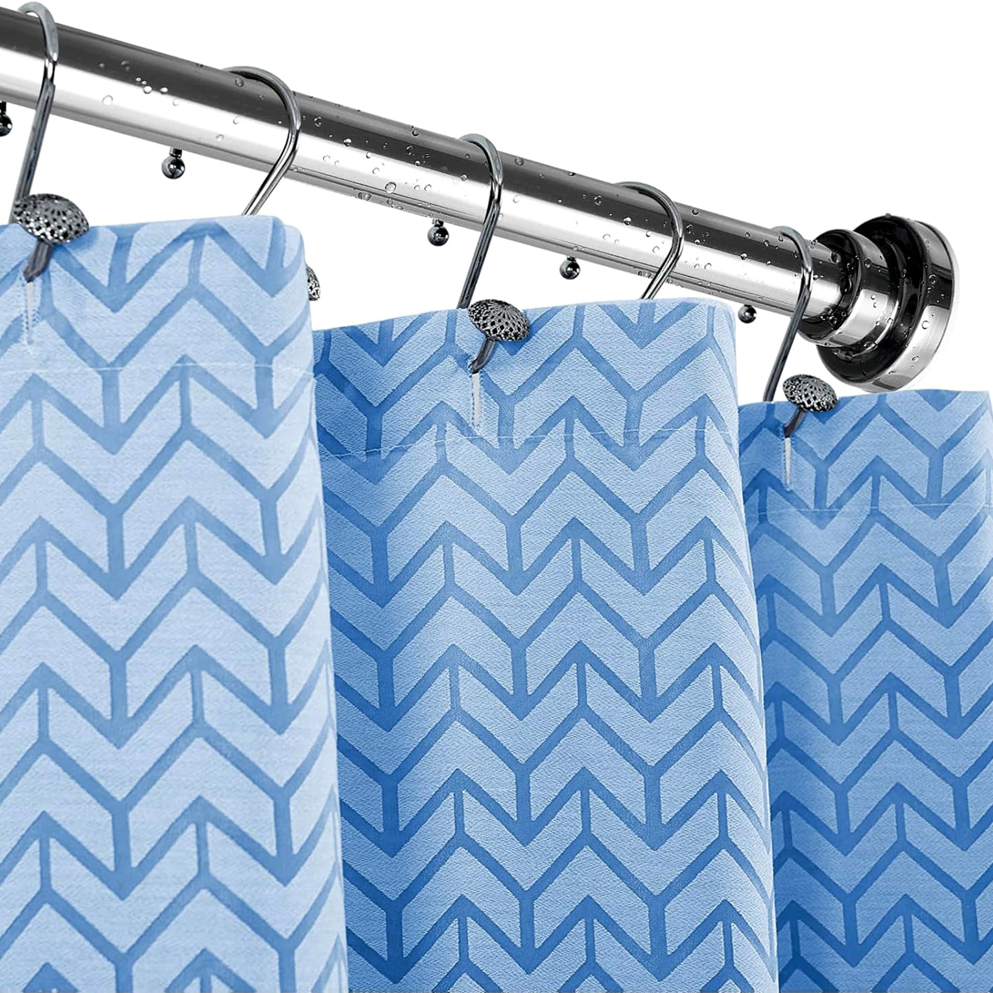 Kemendra® Extendable Shower Curtain Tension Rod Non-Drilling Anti-Skid Spring Pull curtain rod pipe -Stainless Steel bathroom rod cloth hanging rod (SILVER, Extendable- 80 to135 Cm PACK 1)