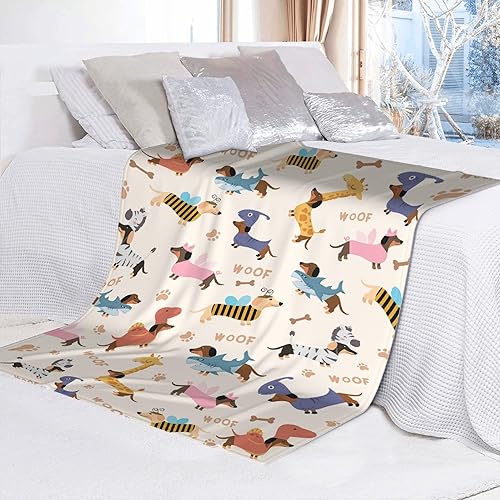 Miniatura 7 de Manta de perro salchicha para regalar a perros, manta de forro polar súper suave, acogedora manta de franela con aire acondicionado, regalos de