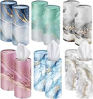 Vista 15 de Outus 12 soportes para cilindros de pañuelos de automóvil con 3 capas de pañuelos faciales a granel negro y blanco redondo para pañuelos, cajas