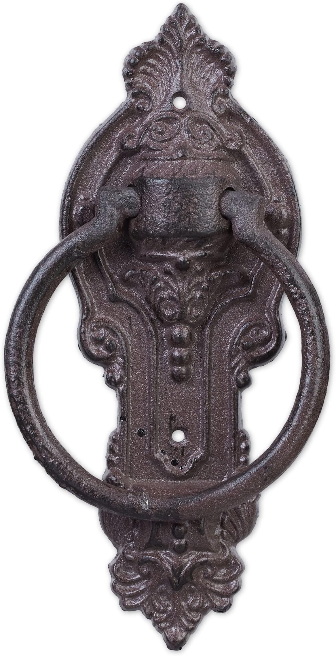 Relaxdays Antique Knocker, Cast Iron, Embellished Knocking Ring, For Front Door, HxWxD: 25.5 x 10.5 x 2.5 cm, Brown,10029005