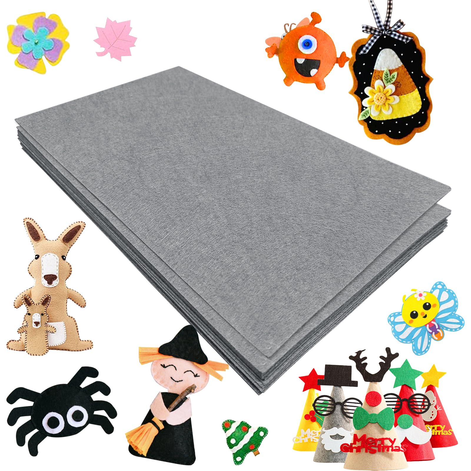 Jtnohx Stiff Felt Sheets, 11 Pcs Felt Fabric, 17.78×28.7cm Colour Fabric Square for Crafts Craft Material for Sewing (Grey) - Image 4