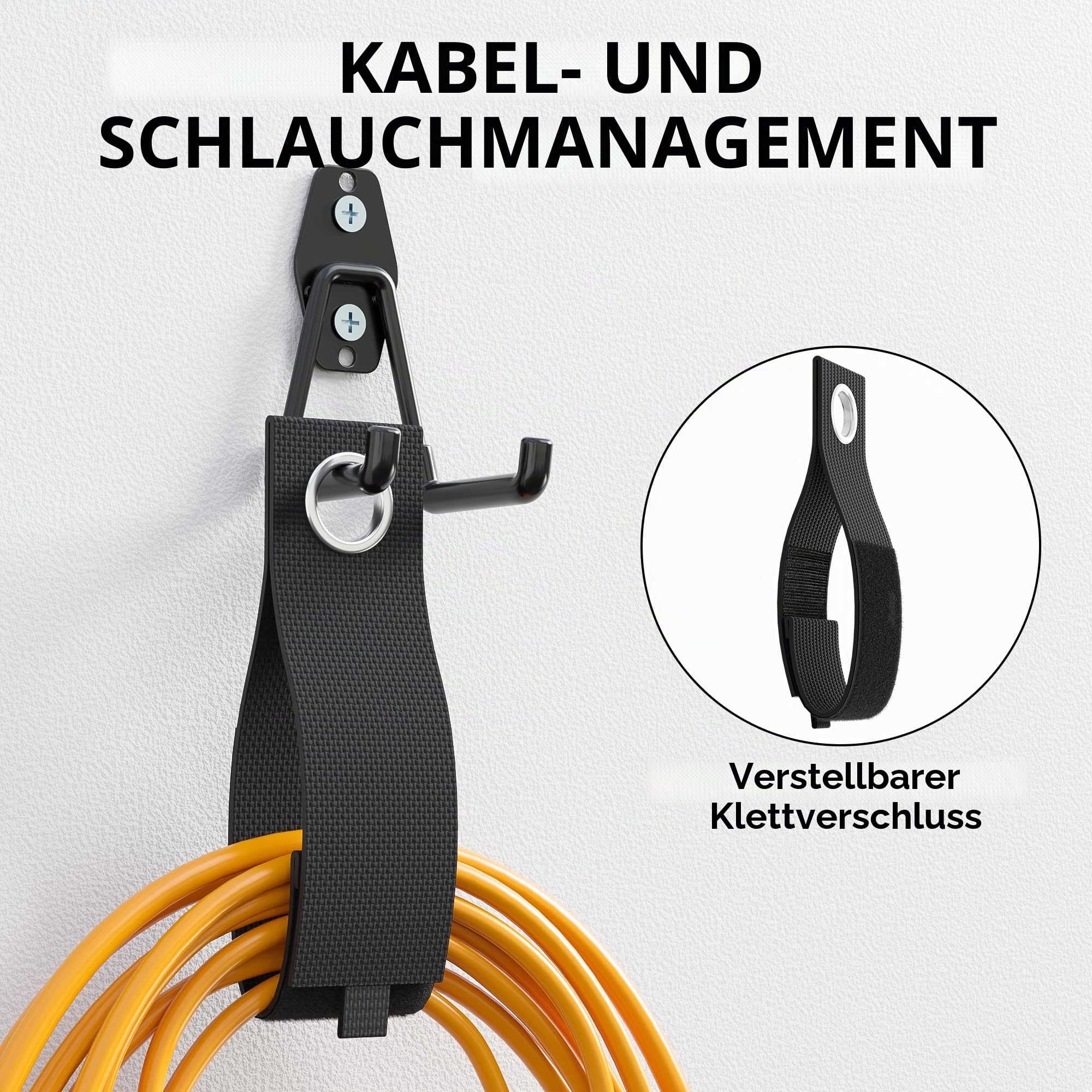 BONTEC 18 Stück Wandhaken Set, Stahl-Haken für Garage, Werkstatt, Fahrradhalterung, Gartengeräte, U/J/S-Hakens, Schwarz mit Anti-Rutsch-Beschichtung, geeignet für Trockenbau & Ziegelwände