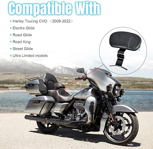 Miniatura 7 de Almohadilla para respaldo delantero de motocicleta compatible con Harley Davidson Touring CVO Street Glide Road King Road Glide Electra Glide Ultra