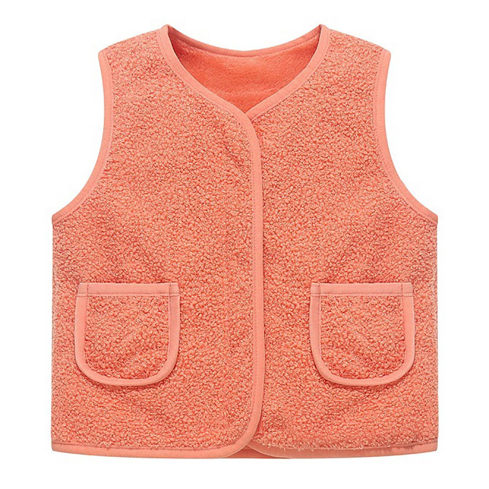 Chaleco polar sin mangas para niño, invierno, cálido, con cremallera, cuello en V, color liso, para niños, ropa de exterior, ligera, con bolsillos, 6 meses a 9 años