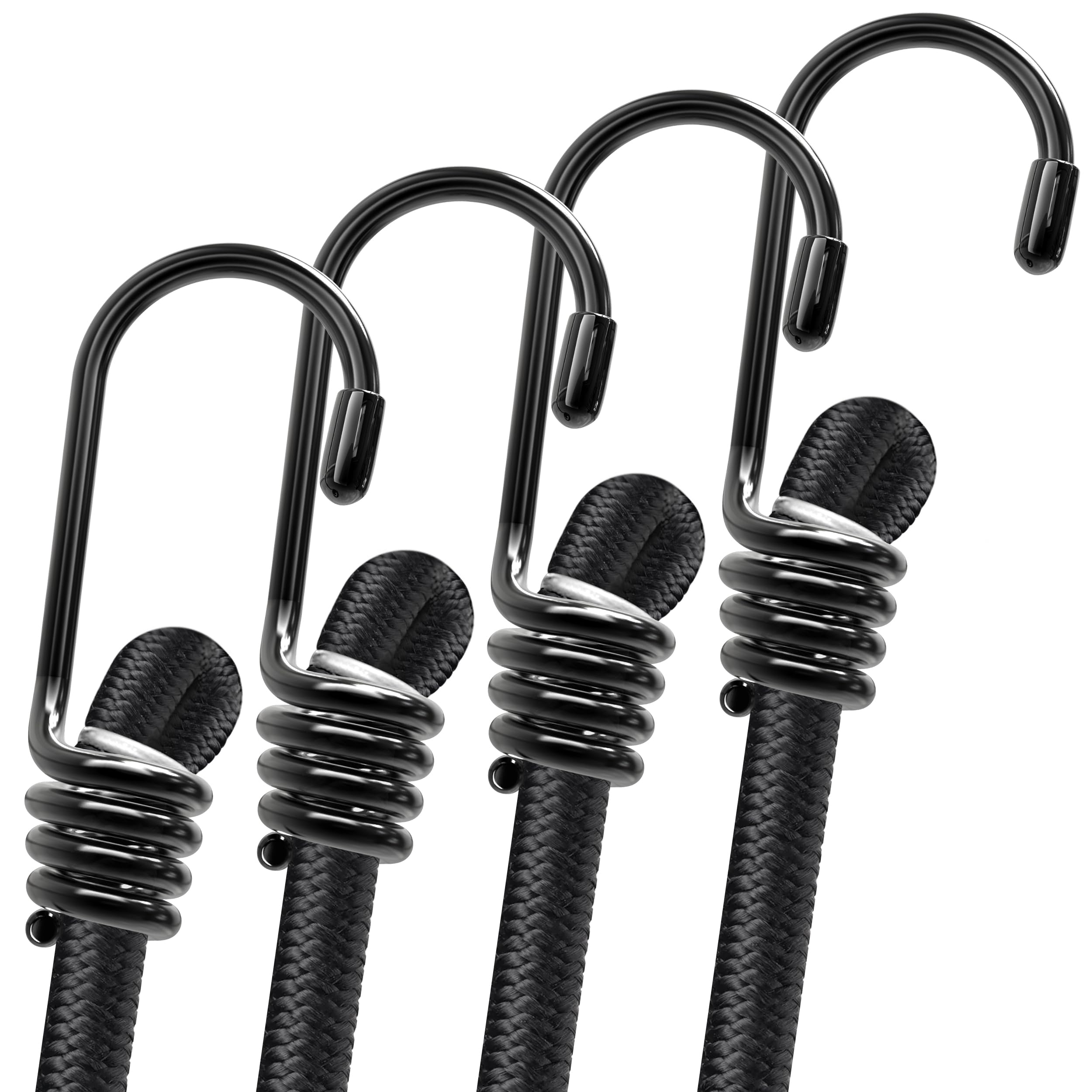 Bungee Cords with Hooks Heavy Duty Weatherproof & UV-Resistant Elastic Bungee Straps – Ideal for Securing Luggage, Camps, Tarps, Garden Furniture, Wheelie Bin Lid Covers (150cm - Pack of 4) — image 1