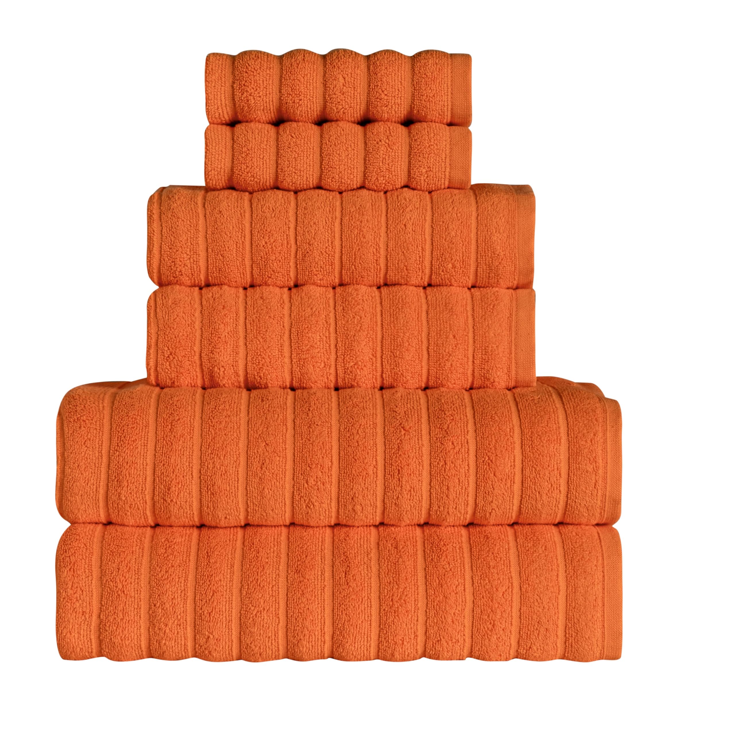 BERIBO Cloud Turkish Towels 100% Cotton - Set of 6-620gsm (Orange)
