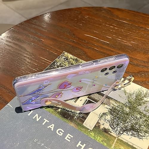 Miniatura 3 de Funda para Samsung Galaxy A32 0.18 oz linda con correa de muñeca Kickstand A32 Case Glitter Bling Cartoon IMD Soft TPU a prueba de golpes Funda