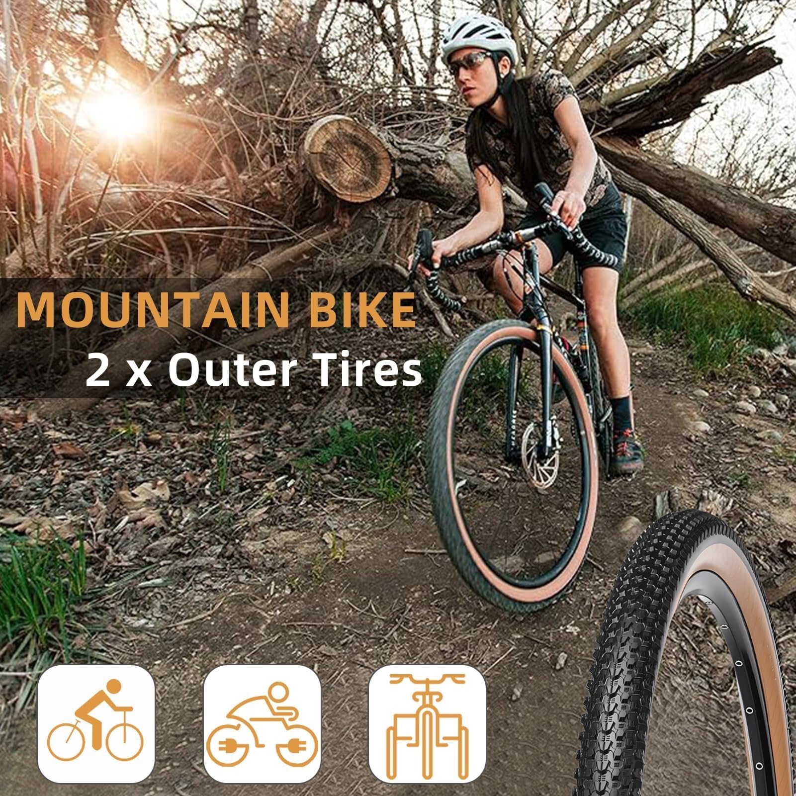 2 sztuki 26x2.10 Para Opon do Roweru Górskiego, Zestaw Opon Zamiennych 60 TPI 27.5x1.95/2.1/2.25 29x2.1/2.25 Cali do MTB lub Rowera Terenowego(29 x 2.10)